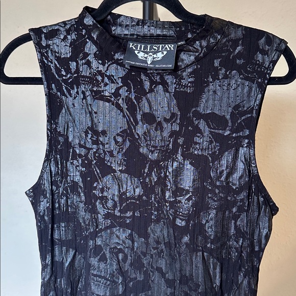 Killstar‎ chaos enfant terrible dress size XL sleeveless skull mock neck midi - Picture 3 of 6